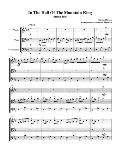 In The Hall Of The Mountain King Violin Viola and Cello Trio (arr. Abraham Maduro)