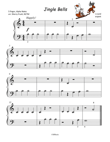 Jingle Bells Alpha Notes 5 finger (arr. arr. Sherry Frush, NCTM)