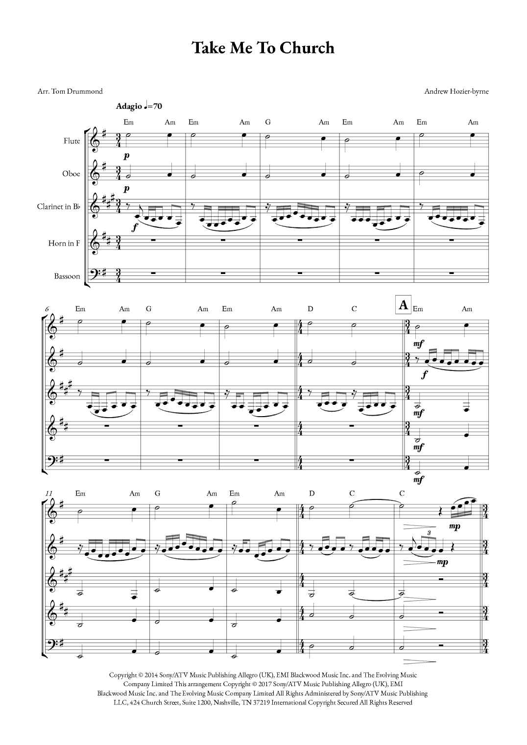 Take Me To Church (arr. Tom Drummond)