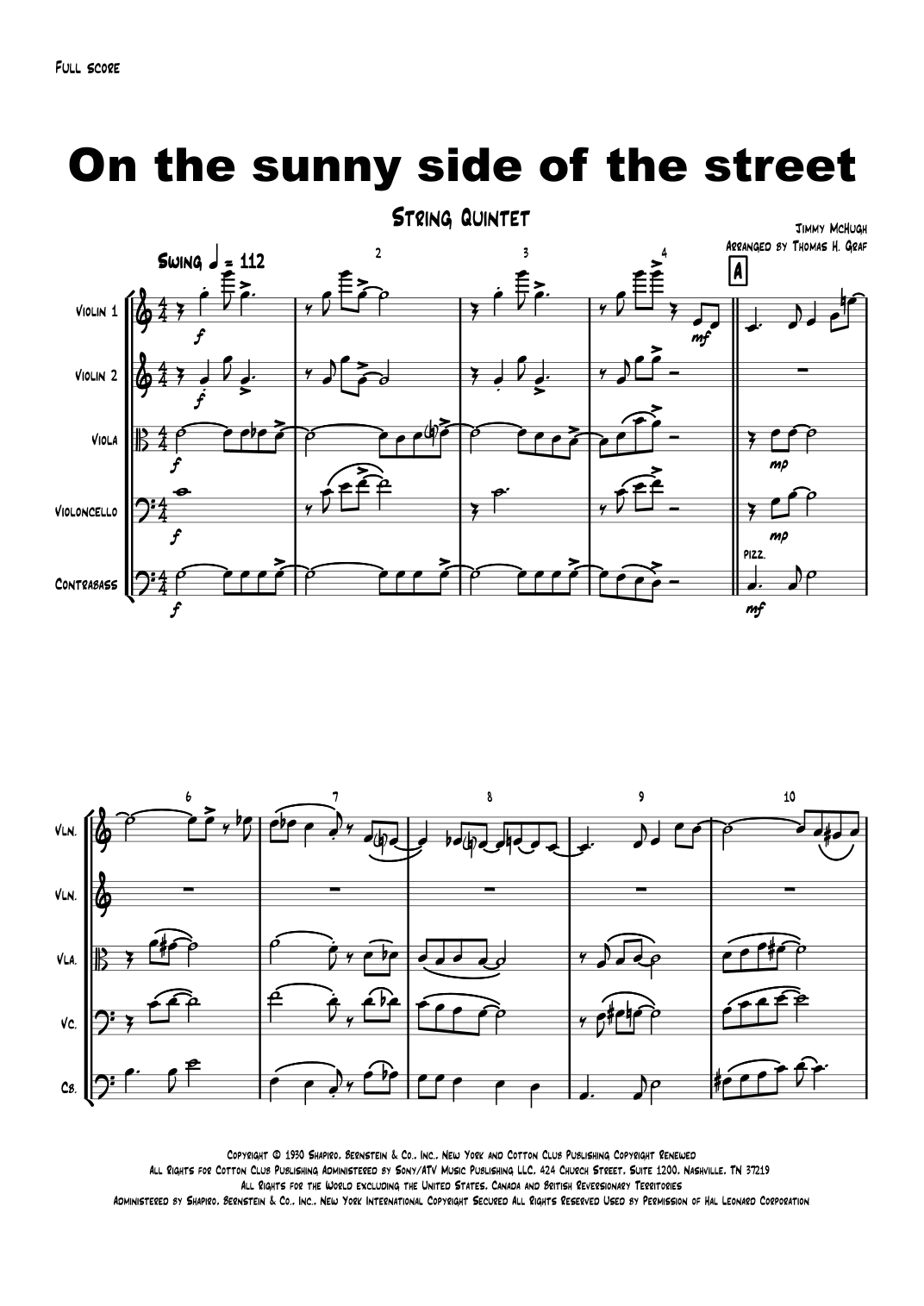On The Sunny Side Of The Street (arr. Thomas H. Graf)