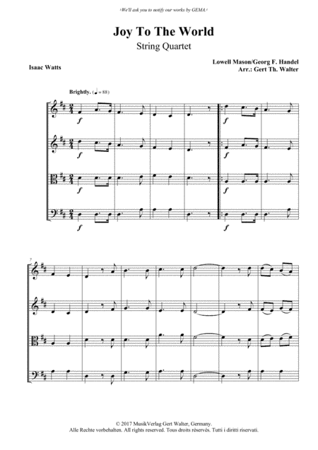 Joy To The World (arr. Gert Th. Walter)