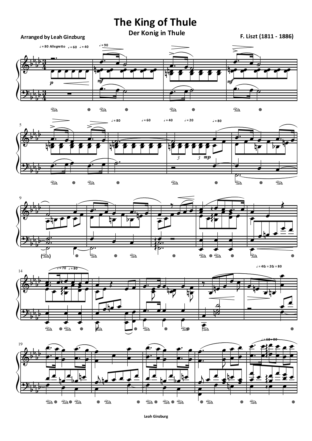 The King of Thule (Der König in Thule) (arr. Leah Ginzburg)