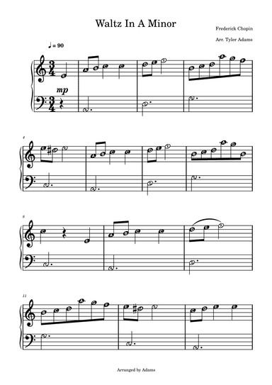 Waltz In A Minor (Beginner Piano) (arr. Tyler Adams)