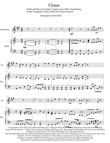Closer (arr. Alison Hall)