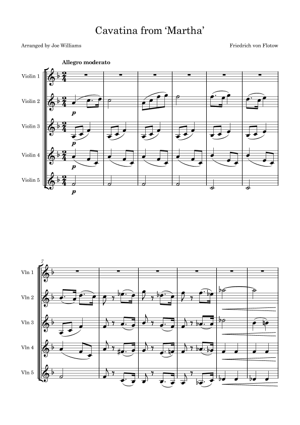 Cavatina from 'Martha (arr. Joe Williams)