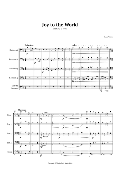 Joy to the World by for Bassoon Quintet (arr. Ander)