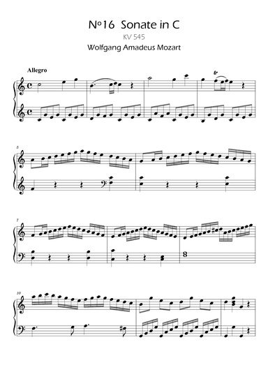 Sonata for Piano No. 16 in C Major KV 545 - Allegro (arr. Ygor Nunes)