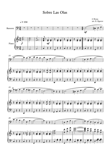 Sobre Las Olas (Over The Waves), Juventino Rosas, For Bassoon & Piano (arr. Eugene Egorov)