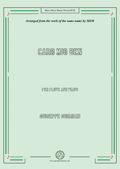 Giordani-Caro mio ben, for Flute and Piano (arr. MSM)