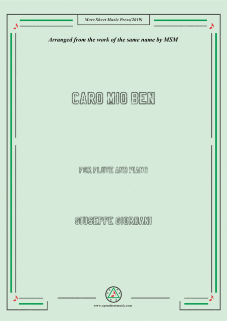 Giordani-Caro mio ben, for Flute and Piano (arr. MSM)