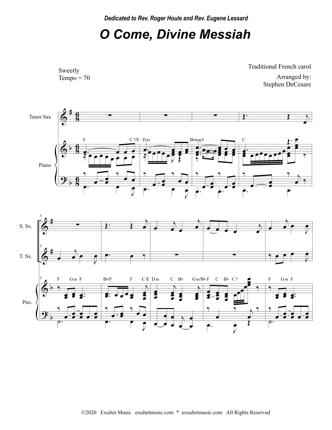 O Come, Divine Messiah (Duet for Soprano and Tenor Saxophone) (arr. Stephen DeCesare)