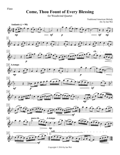 Come, Thou Fount of Every Blessing for Woodwind Quartet (arr. Ian Wei)