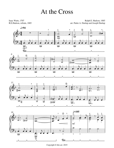 At the Cross, FM, piano solo (arr. Pattie A. Dunlap and Joseph Dunlap)