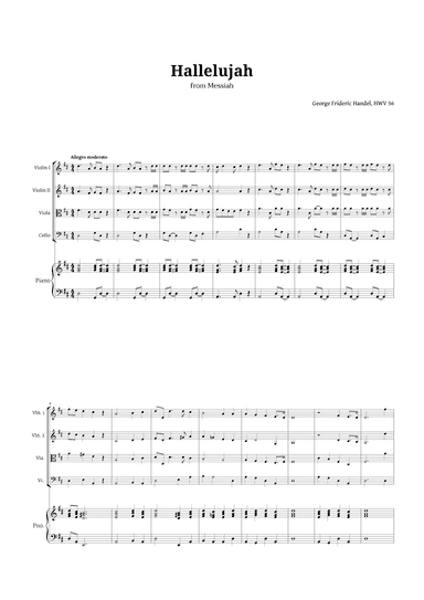 Hallelujah by Handel for String Quartet and Piano (arr. Langanho)