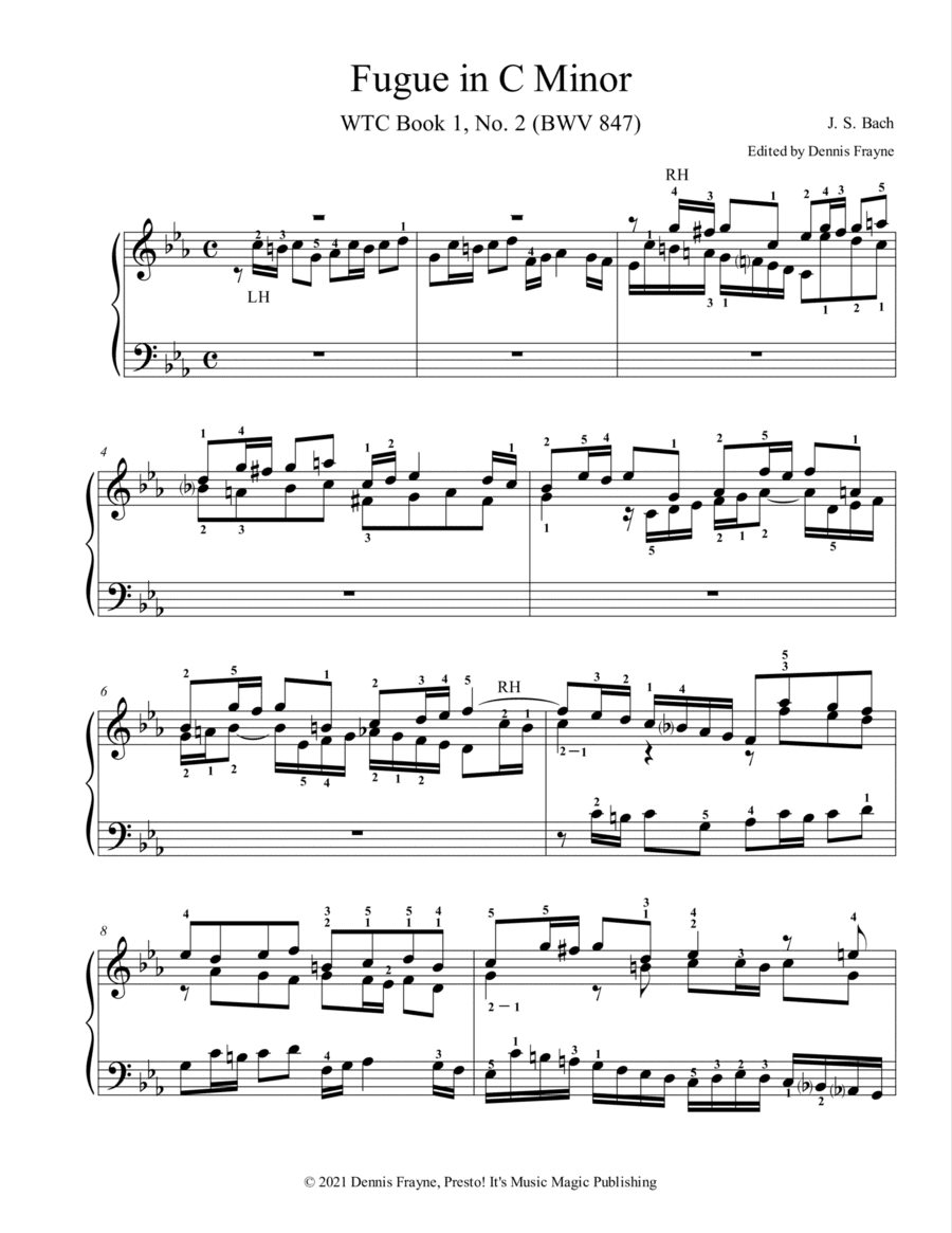 Fugue in C Minor, WTC Book 1 No. 2 (BWV 847) (arr. Dennis Frayne)