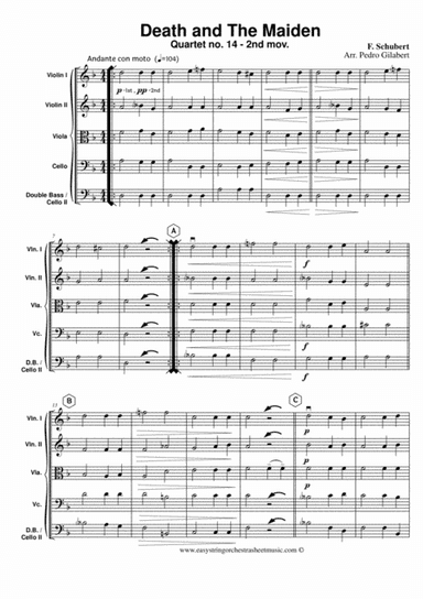 Death & the Maiden for easy string orchestra (arr. Pedro Gilabert)
