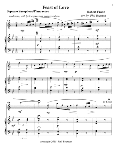 Feast of Love - Soprano Saxophone/Piano (arr. Phil Beaman)
