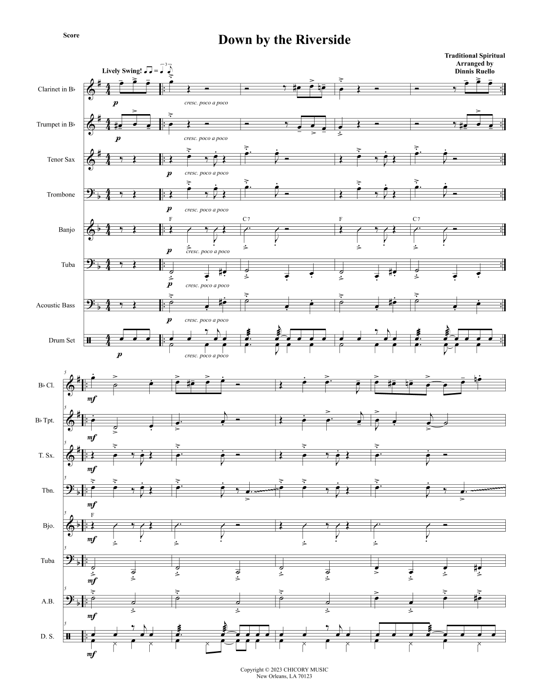 Down by the Riverside - Trad. New Orleans Brass Band - Adv.  Intermediate (arr. Dennis Ruello)
