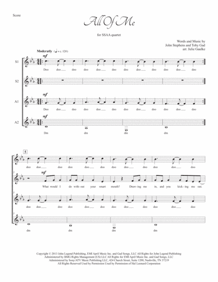 All Of Me (arr. Julie Gaulke)