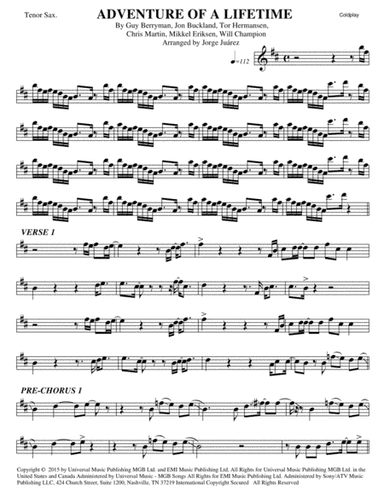 Adventure Of A Lifetime (arr. Jorge Juárez)