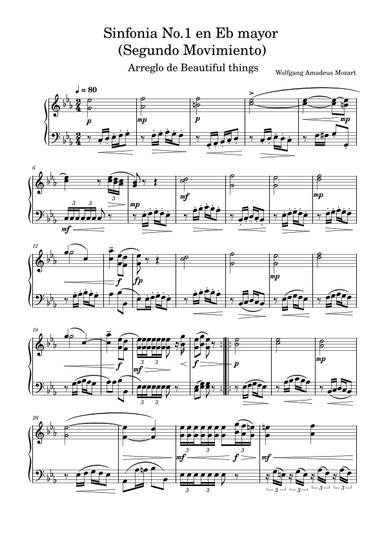 Sinfonía No.1 En Eb mayor(Segundo Movimiento)-Wolfgang Amadeus Mozart (arr. Beautiful things)