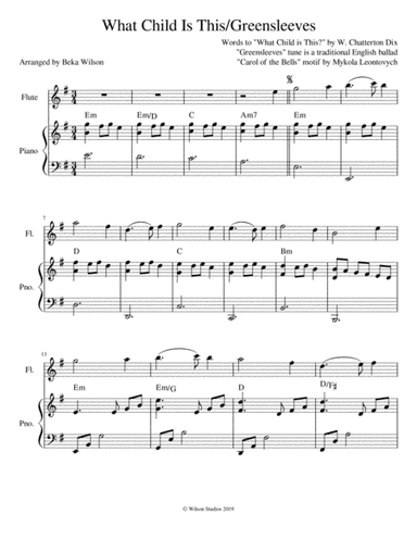 What Child is This?/Greensleeves--flute solo (arr. Beka Wilson)