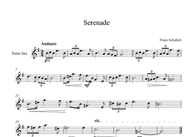 Serenade - Franz Schubert (Tenor Sax) (arr. Digital Book Music)