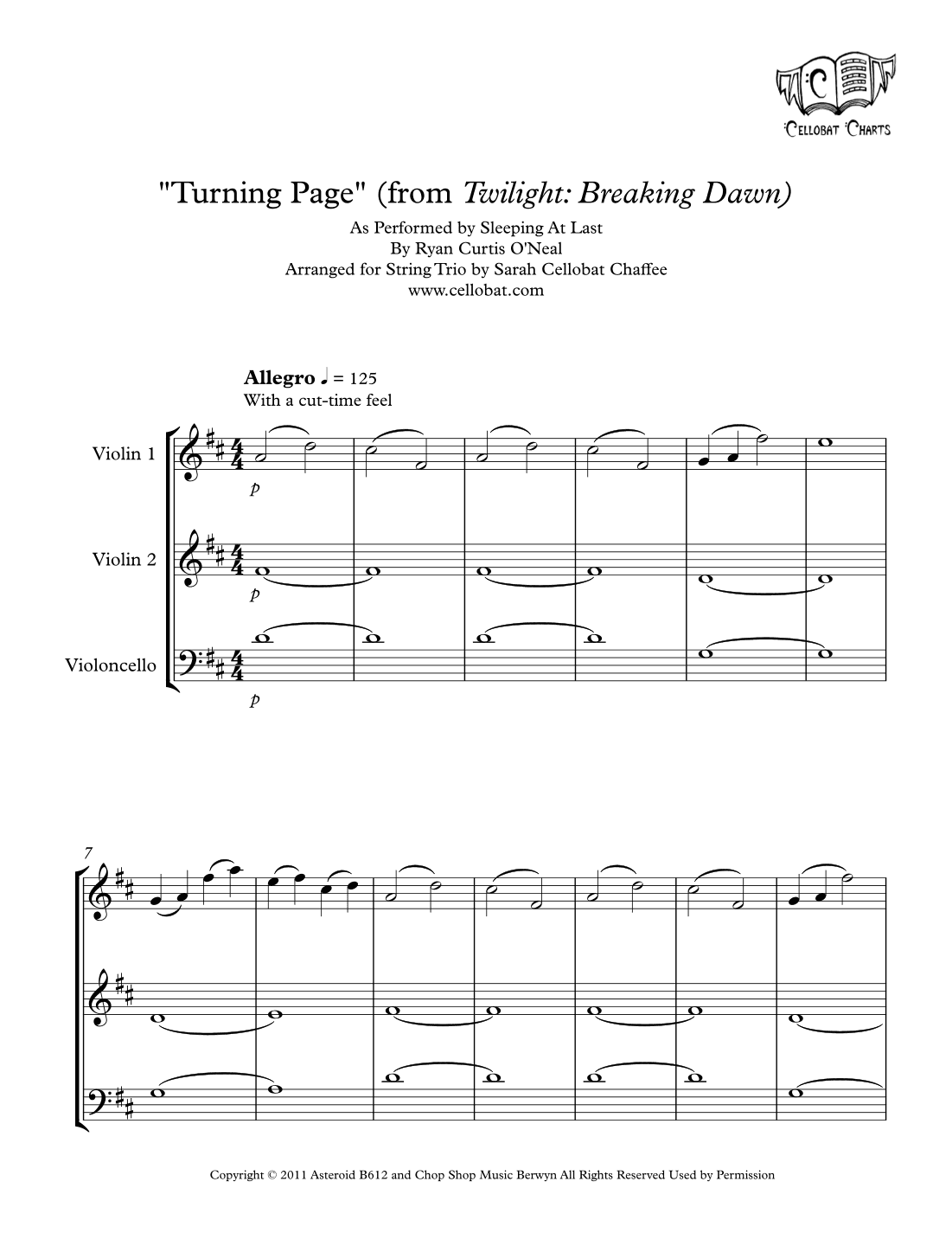 Turning Page (arr. Sarah Cellobat Chaffee)
