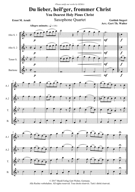 You Dearest Holy Pious Christ (arr. Gert Th. Walter)