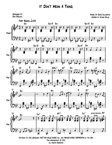 It Don't Mean A Thing (if It Ain't Got That Swing) (arr. Dan Drizlikh)