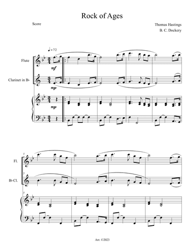 Rock of Ages (Flute and Clarinet Duet with Piano Accompaniment) (arr. B. C. Dockery)