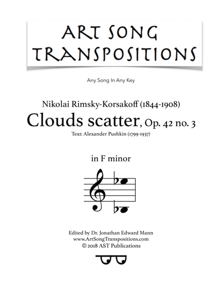Clouds scatter, Op. 42 no. 3 (F minor) (arr. ArtSongTranspositions.com)