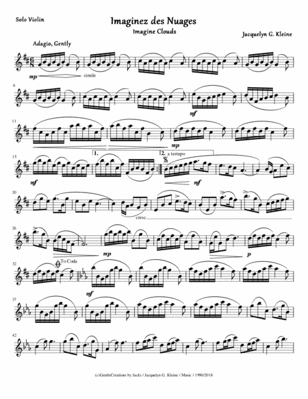"Imaginez des Nuages" *Imagine Clouds* A dreamy Violin Solo for all occasions!