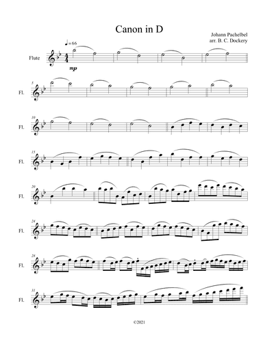 Canon in D (Flute Solo) (arr. B. C. Dockery)