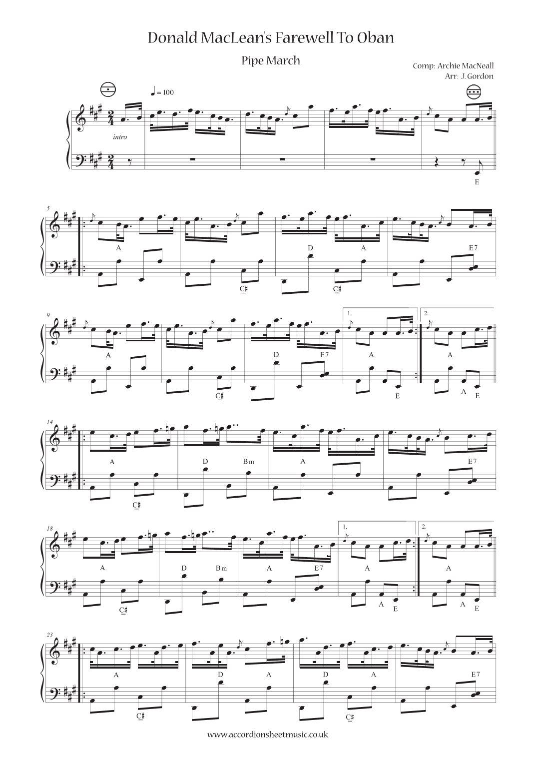 Donald MacLean's Farewell To Oban (arr. Julia Gordon)