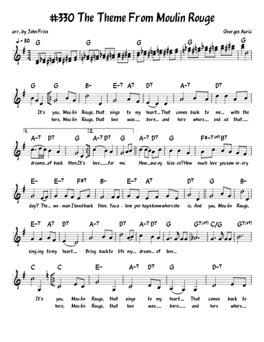 Where Is Your Heart (the Song From Moulin Rouge) (arr. John Fries)