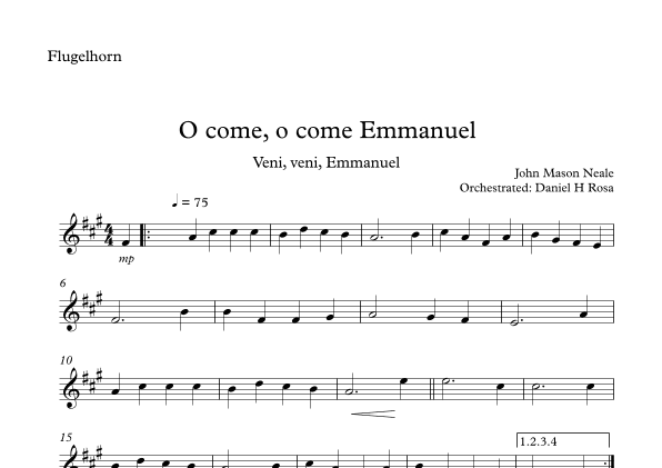 O come, o come Emmanuel - Veni, veni Emmanuel - Christmas Carol - Flugelhorn (arr. Daniel H Rosa)