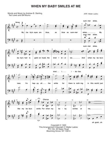 WHEN MY BABY SMILES AT ME (arr. Walter Latzko)