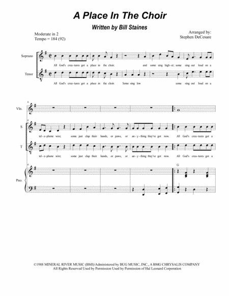 A Place In The Choir (arr. Stephen DeCesare)