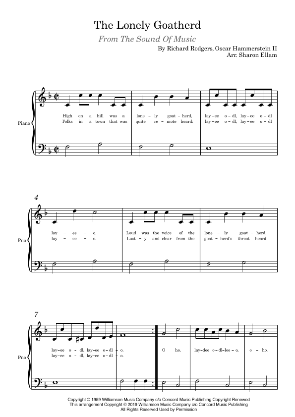 The Lonely Goatherd (arr. Sharon Ellam)