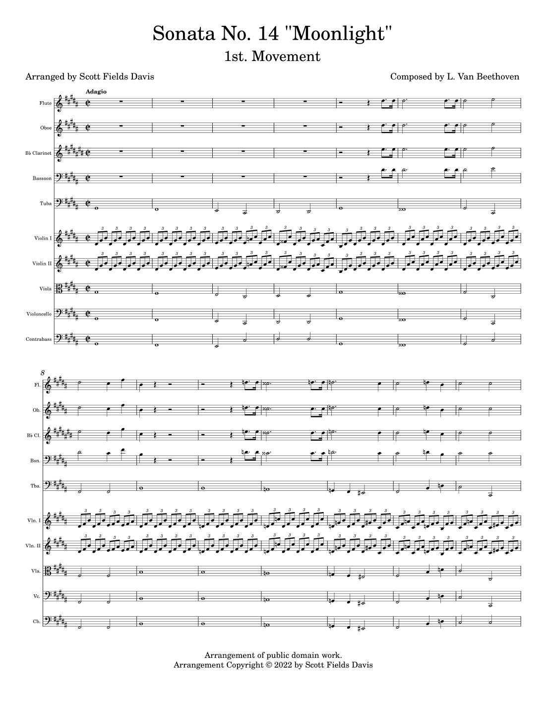 Moonlight Sonata (Movement I) for chamber orchestra (arr. Scott Fields Davis)