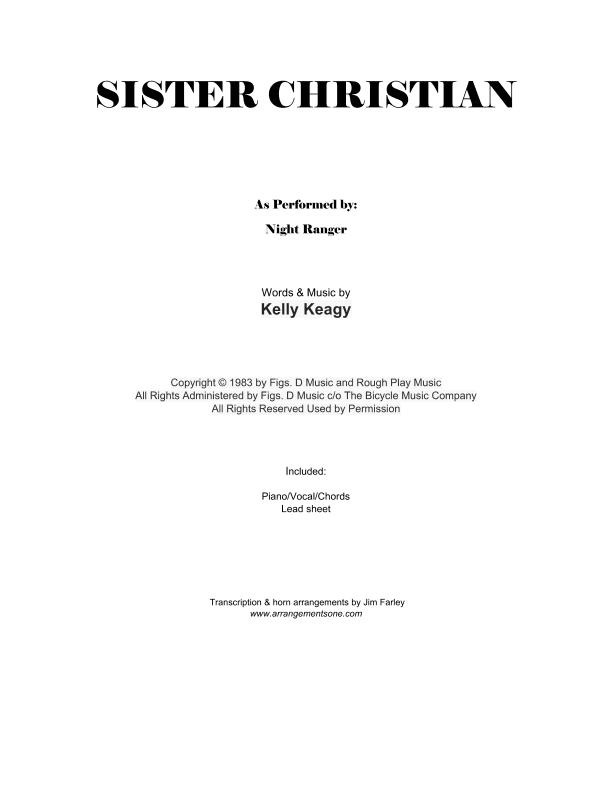 Sister Christian (arr. jfarley@arrangementsone.com)