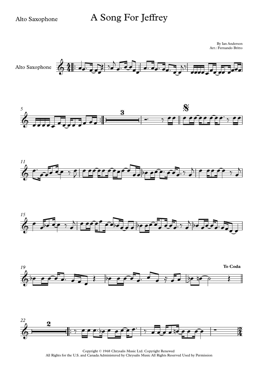 Song For Jeffrey (arr. Fernando Britto)