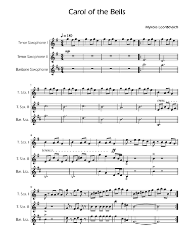 Carol of the Bells - Sax Trio (arr. Ygor Nunes)
