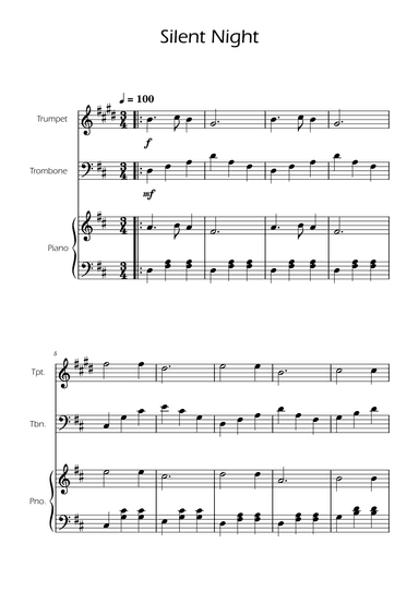Silent Night - Trumpet and Trombone Duet w/ Piano (arr. Ygor Nunes)