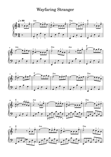 Wayfaring Stranger (folk song) - piano (arr. Piano eTutor app)