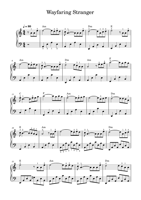 Wayfaring Stranger (folk song) - piano (arr. Piano eTutor app)