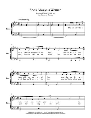 She's Always A Woman (arr. Cameron Duncan)