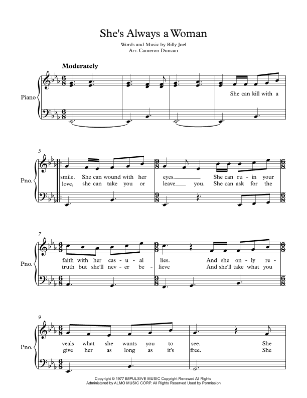 She's Always A Woman (arr. Cameron Duncan)