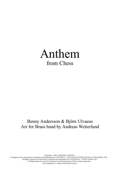 Anthem (from Chess) (arr. Andreas Wetterlund)